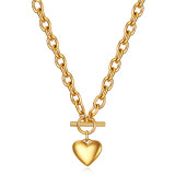 46CM chain Stainless Steel Necklace 18K Gold Stainless Steel Love Letter Necklace Heart Pendant
