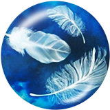 20MM  Feather   My friend  Print   glass  snaps buttons
