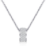 46CM chain Stainless steel color white crystal with diamond pendant necklace