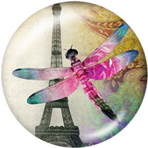 20MM  Butterfly  Dragonfly   Deer  Print   glass  snaps buttons