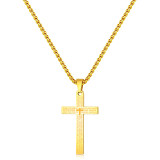 60CM chain Stainless Steel Vintage Cross Scripture Pendant Necklace