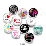 20MM  love  Flower   Ribbon  Print   glass  snaps buttons