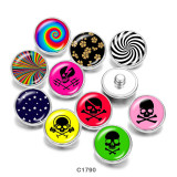 20MM  color   skull   Print   glass  snaps buttons