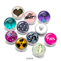 20MM  Cat  love  Print   glass  snaps buttons