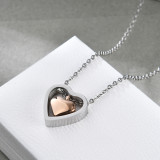55CM chain Fashion double love stainless steel necklace