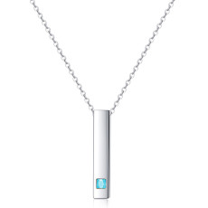 46CM chain Simple square cylinder stainless steel pendant necklace with zircon