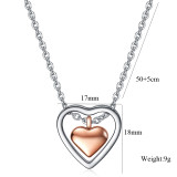 55CM chain Fashion double love stainless steel necklace