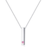 46CM chain Simple square cylinder stainless steel pendant necklace with zircon