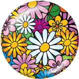 20MM  Flower  love  Print   glass  snaps buttons