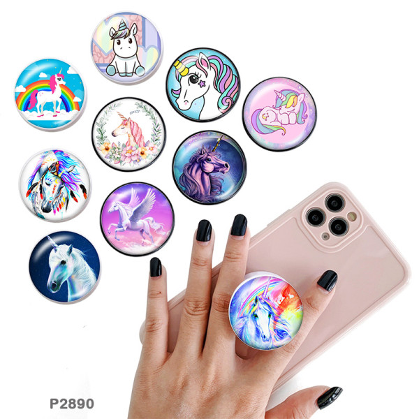 Unicorn The mobile phone holder Painted phone sockets with a black or white print pattern base