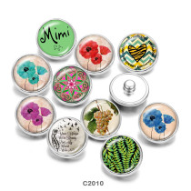 20MM  Mimi  Flower  Print   glass  snaps buttons