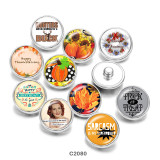 20MM   Happy ThanksGivin   Print   glass  snaps buttons