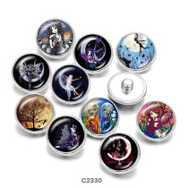 20MM Elves  girl  Print   glass  snaps buttons