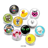 20MM  Cartoon  girl  Owl  Print   glass  snaps buttons