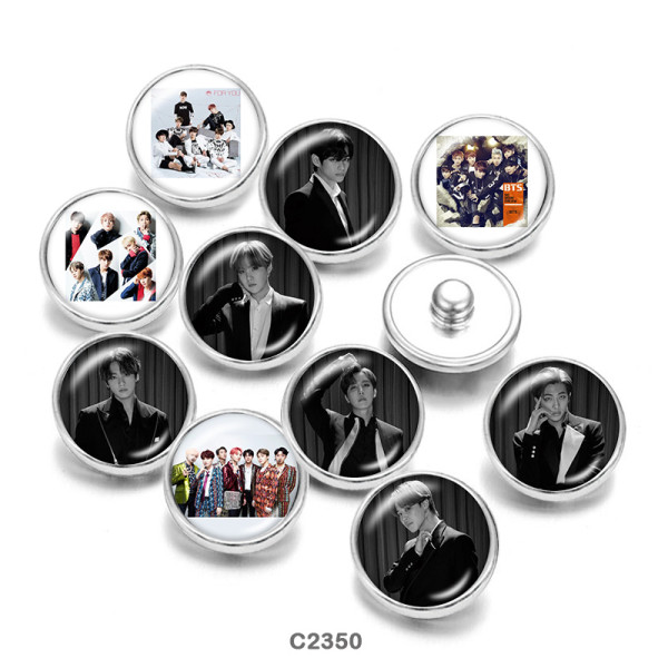 20MM  Famous  music  Print   glass  snaps buttons