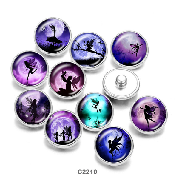 20MM  Elves  Print   glass  snaps buttons