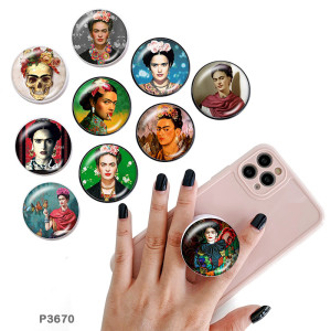 Designer portrait The mobile phone holder Painted phone sockets with a black or white print pattern base