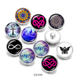 20MM  mandala   love  Print   glass  snaps buttons