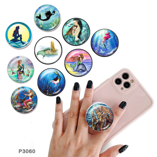 Mermaid The mobile phone holder Painted phone sockets with a black or white print pattern base