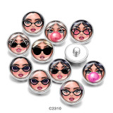 20MM  Cartoon  girl  Print   glass  snaps buttons