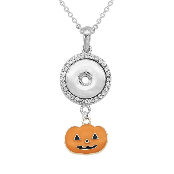 Halloween pumpkin ghost Necklace With accessories silver  fit 20MM chunks 50CM chain  snaps jewelry  necklace for girls