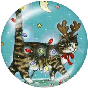 20MM  christmas  Cat  Deer  Print   glass  snaps buttonsgirl