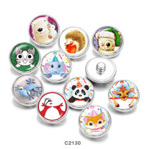 20MM  Cartoon  Elephant   hedgehog  Print   glass  snaps buttons