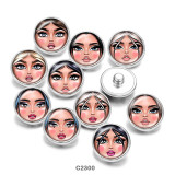 20MM  Cartoon  girl  Print   glass  snaps buttons