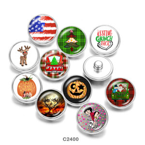 20MM  USA  Santa Claus  Print   glass  snaps buttons