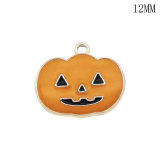 12MM Halloween pumpkin ghost design metal silver plated snap charms Multicolor