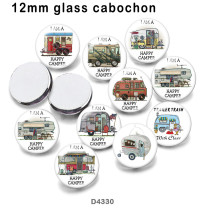 10pcs/lot  Happy Camper  BUS  glass picture printing products of various sizes  Fridge magnet cabochon