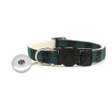 Pet plaid patch cat buckle collar Dog bell collar cat collar fit  1 18&20MM snap buttom snap jewelry