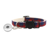 Pet plaid patch cat buckle collar Dog bell collar cat collar fit  1 18&20MM snap buttom snap jewelry