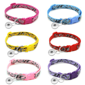 Patch collar, camouflage bell collar, cat collar fit  1 18&20MM snap buttom snap jewelry