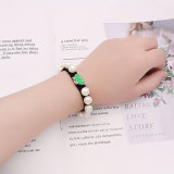1 buttons Elastic pearl bracelet to tie the hair and elastic bands for little girls' wrists type Bracelet  fit 12mm snaps chunks