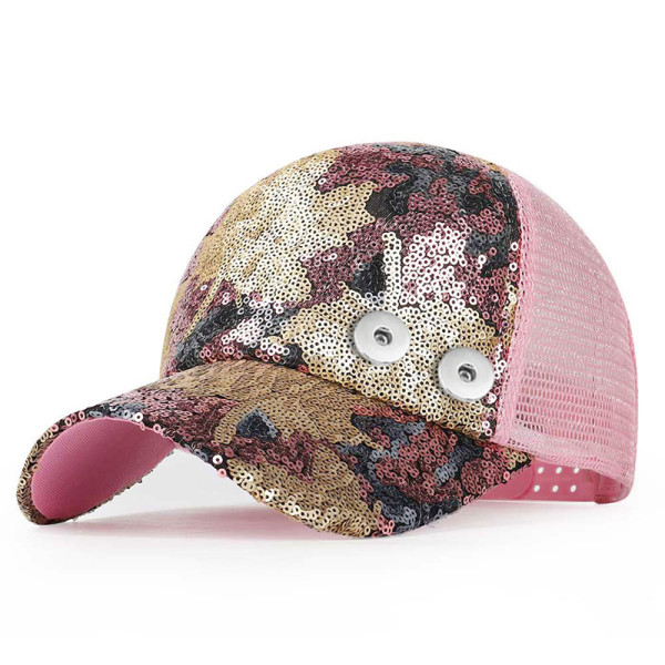 New style female spring and autumn tide Korean baseball cap fashion sequined cap fit 18mm snap button jewelry