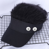 Adult Creative Wig Tennis Hat Hip Hop Sun Visor Golf Hat fit 18mm snap button beige snap button jewelry