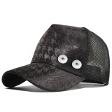 Houndstooth grid hat truck hat with sun protection fit 18mm snap button beige snap button jewelry