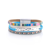 Geometric fashion thin chain bracelet ladies color matching leather buckle bracelet