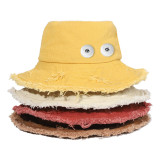 Raw edge cowboy fisherman hat female spring and summer sunhat fit 18mm snap button beige snap button jewelry