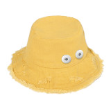 Raw edge cowboy fisherman hat female spring and summer sunhat fit 18mm snap button beige snap button jewelry