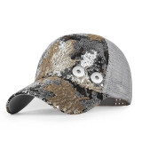 New style female spring and autumn tide Korean baseball cap fashion sequined cap fit 18mm snap button jewelry