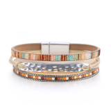 Geometric fashion thin chain bracelet ladies color matching leather buckle bracelet