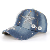Pentagram dot diamond cowboy baseball cap fit 18mm snap button beige snap button jewelry