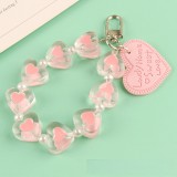 Creative Love Bracelet Keychain Pendant Letter Leather Love Permeability Peach Heart Accessories Personality Bag Accessories