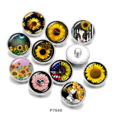 20MM  Sunflower  Flag  USA  Print   glass  snaps buttons