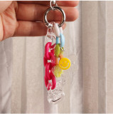 Creative Acrylic Chain Car Keychain Pendant Color Opening Ring Can be Assembled Couple Personalized Bag Decoration