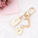 Retro square round coin pearl double-sided letter card pendant diy coin mobile phone case bag pendant keychain