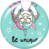 20MM  Unicorn  Print   glass  snaps buttons