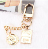 Retro square round coin pearl double-sided letter card pendant diy coin mobile phone case bag pendant keychain